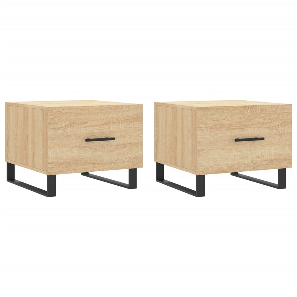 Salontafels 2 st 50x50x40 cm bewerkt hout sonoma eikenkleurig MeubelReus