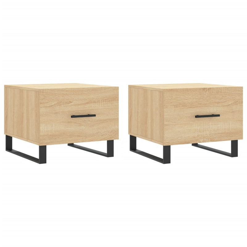 Salontafels 2 st 50x50x40 cm bewerkt hout sonoma eikenkleurig MeubelReus