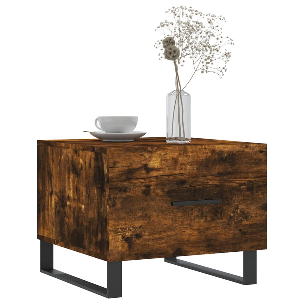 Salontafels 2 st 50x50x40 cm bewerkt hout gerookt eikenkleurig MeubelReus