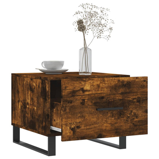 Salontafels 2 st 50x50x40 cm bewerkt hout gerookt eikenkleurig MeubelReus
