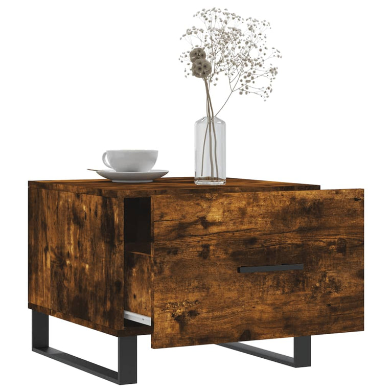 Salontafels 2 st 50x50x40 cm bewerkt hout gerookt eikenkleurig MeubelReus