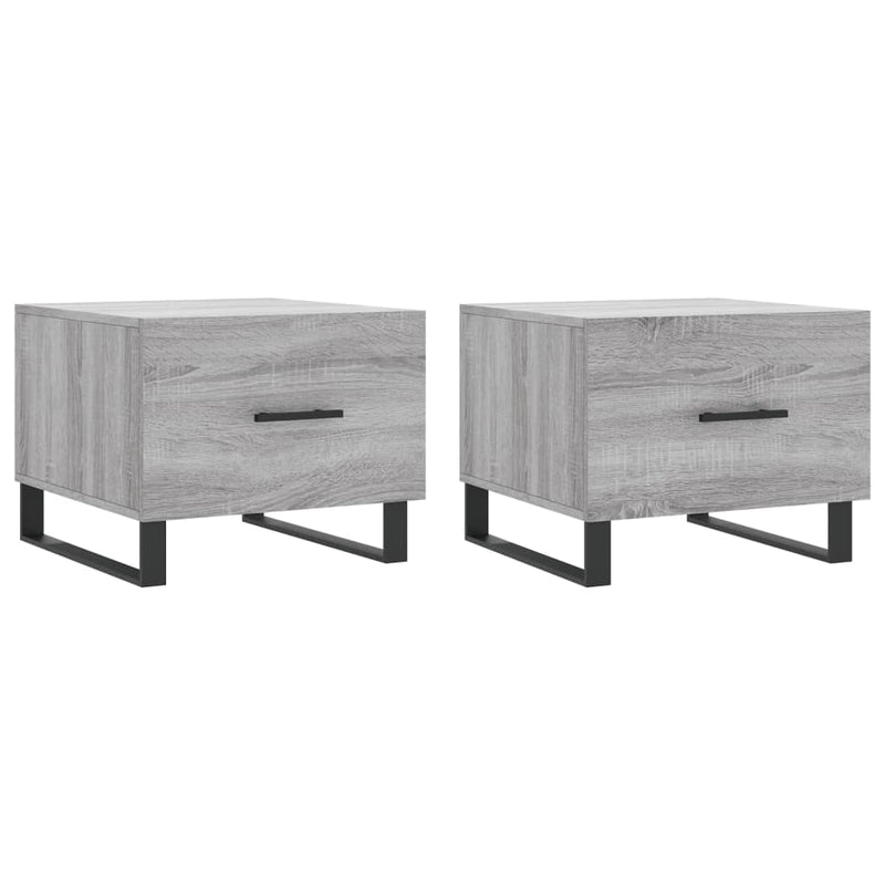 Salontafels 2 st 50x50x40 cm bewerkt hout grijs sonoma eiken MeubelReus