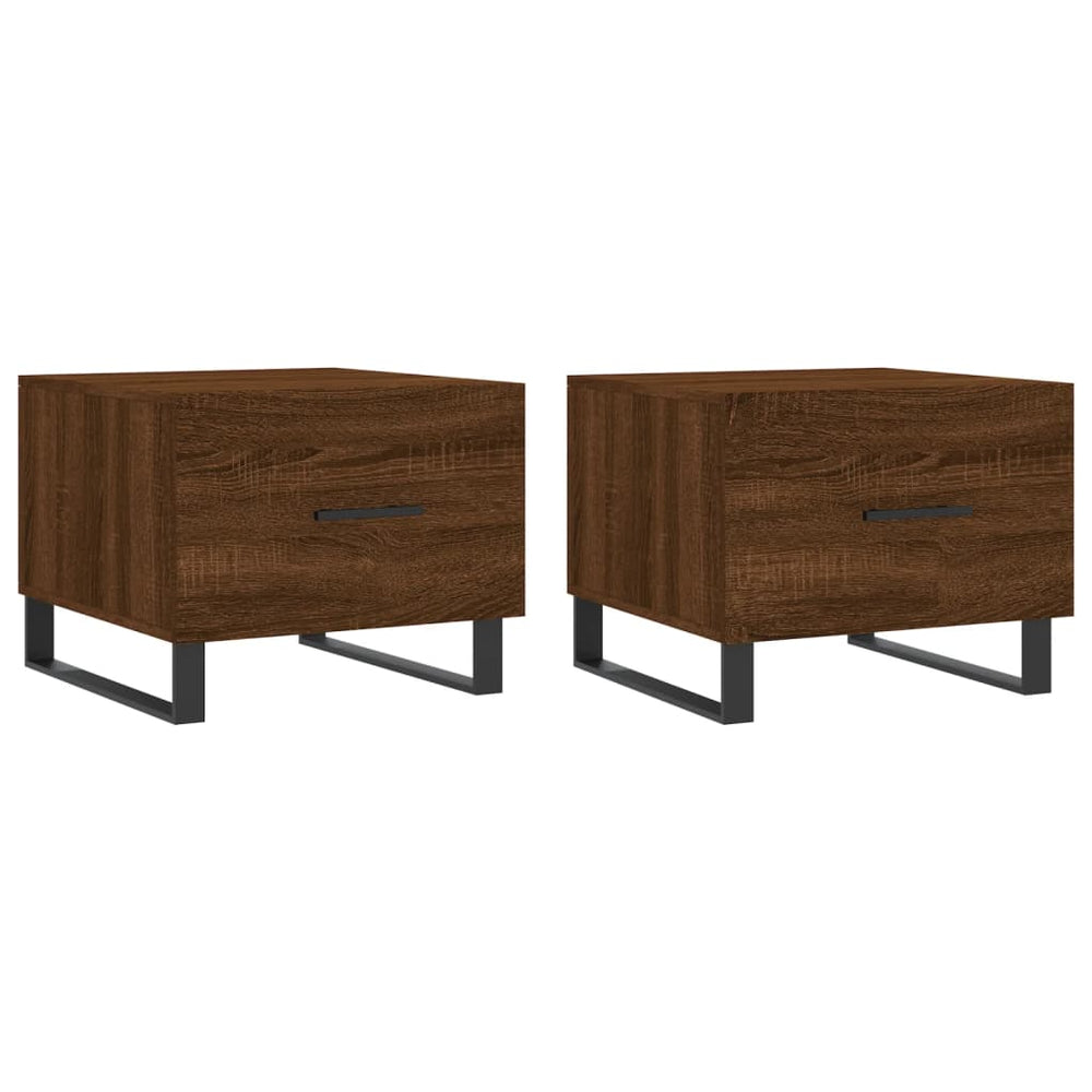 Salontafels 2 st 50x50x40 cm bewerkt hout bruin eikenkleur MeubelReus