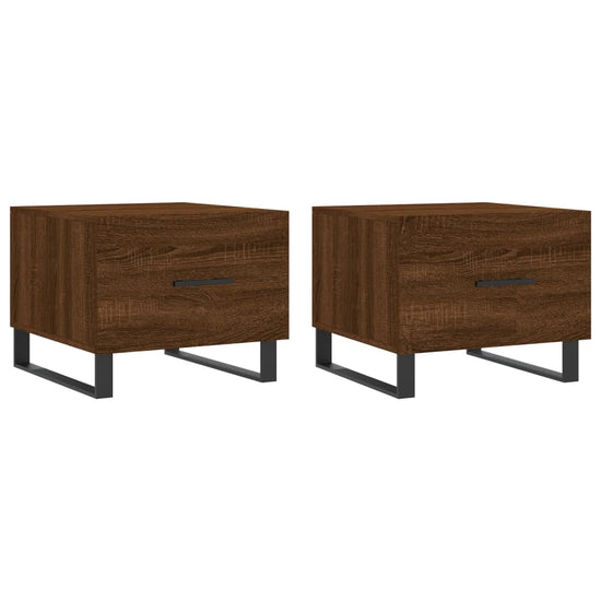 Salontafels 2 st 50x50x40 cm bewerkt hout bruin eikenkleur MeubelReus