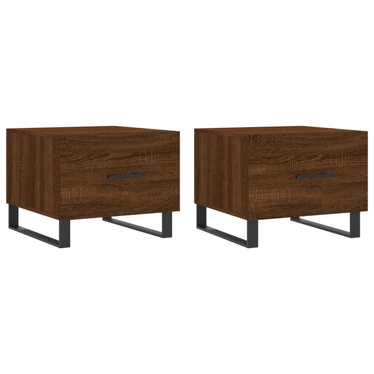 Salontafels 2 st 50x50x40 cm bewerkt hout bruin eikenkleur MeubelReus