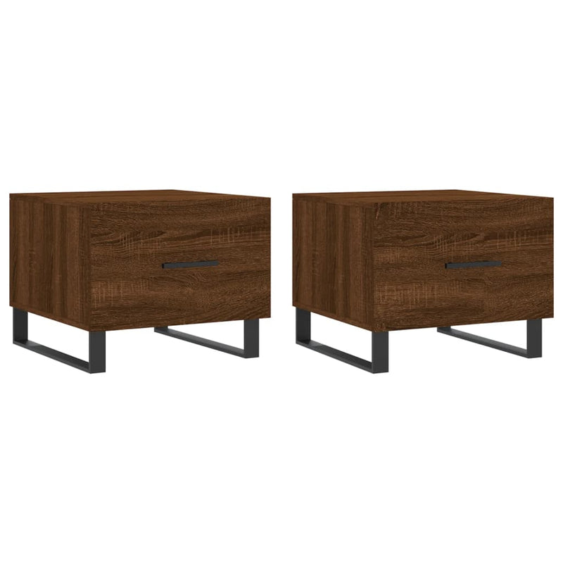 Salontafels 2 st 50x50x40 cm bewerkt hout bruin eikenkleur MeubelReus