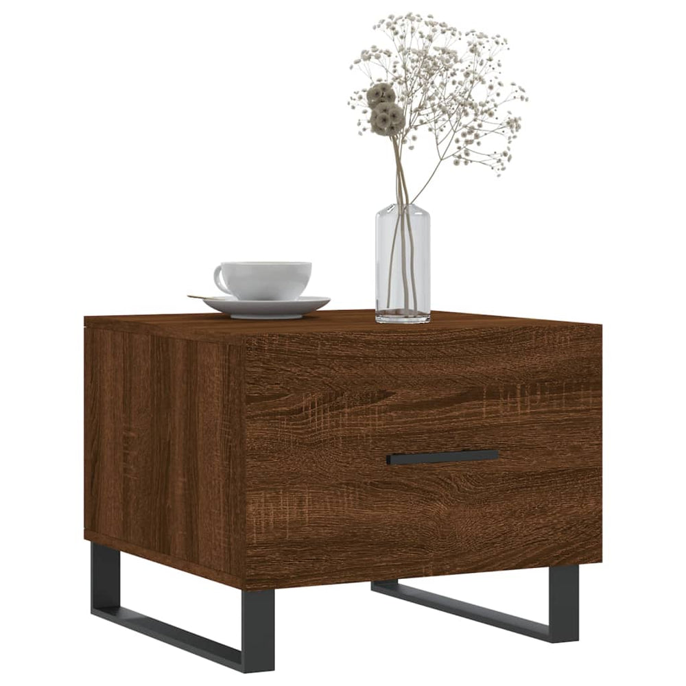 Salontafels 2 st 50x50x40 cm bewerkt hout bruin eikenkleur MeubelReus
