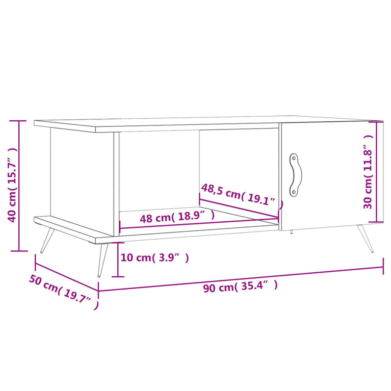 Salontafel 90x50x40 cm bewerkt hout zwart MeubelReus