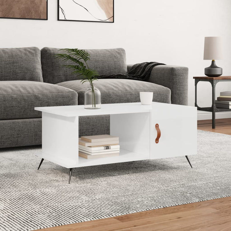 Salontafel 90x50x40 cm bewerkt hout hoogglans wit MeubelReus