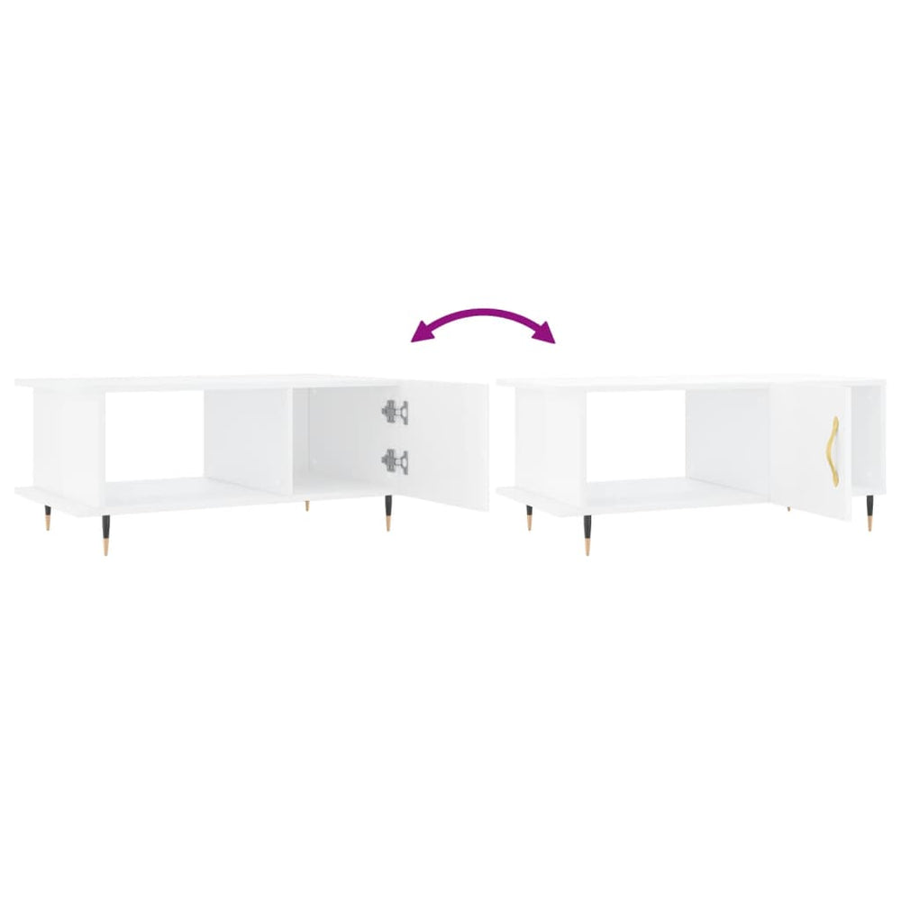 Salontafel 90x50x40 cm bewerkt hout hoogglans wit MeubelReus