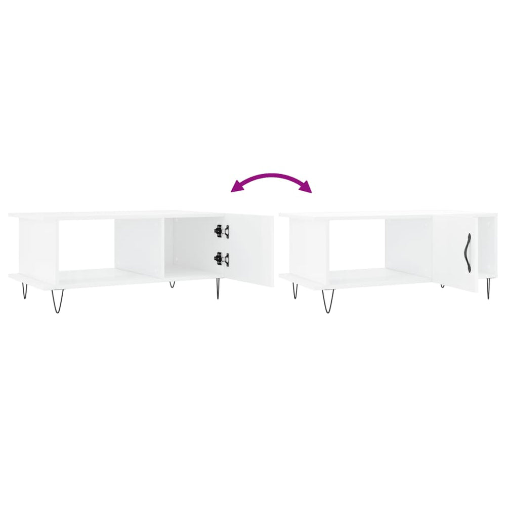 Salontafel 90x50x40 cm bewerkt hout hoogglans wit MeubelReus