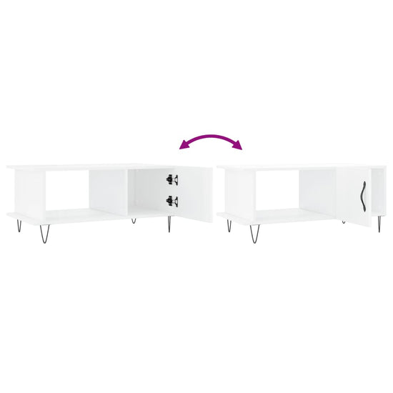 Salontafel 90x50x40 cm bewerkt hout hoogglans wit MeubelReus