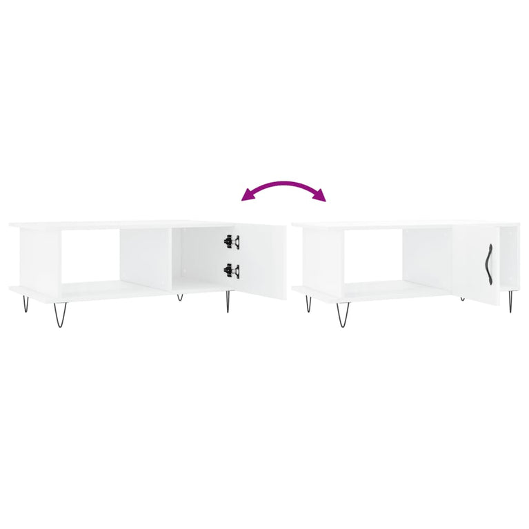 Salontafel 90x50x40 cm bewerkt hout hoogglans wit MeubelReus