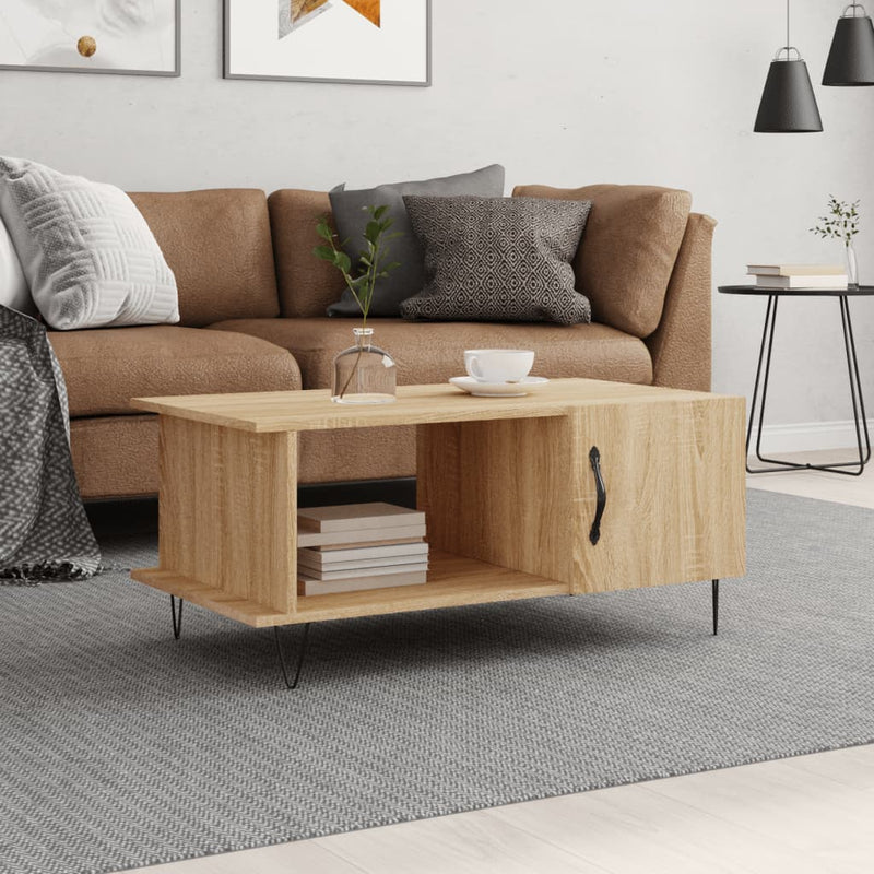 Salontafel 90x50x40 cm bewerkt hout sonoma eikenkleurig MeubelReus