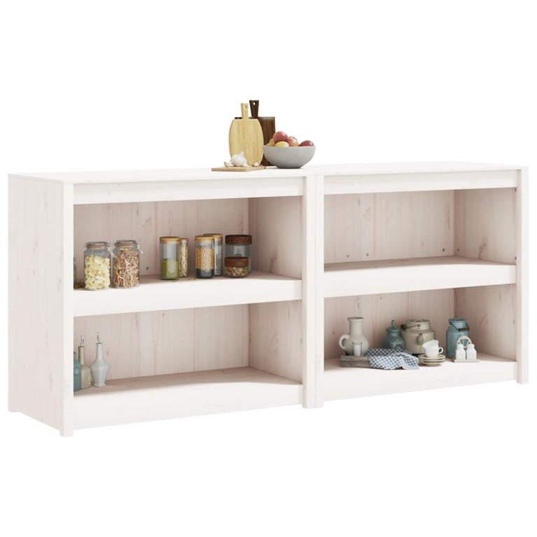 Keukenkasten voor buiten 2 st massief grenenhout wit