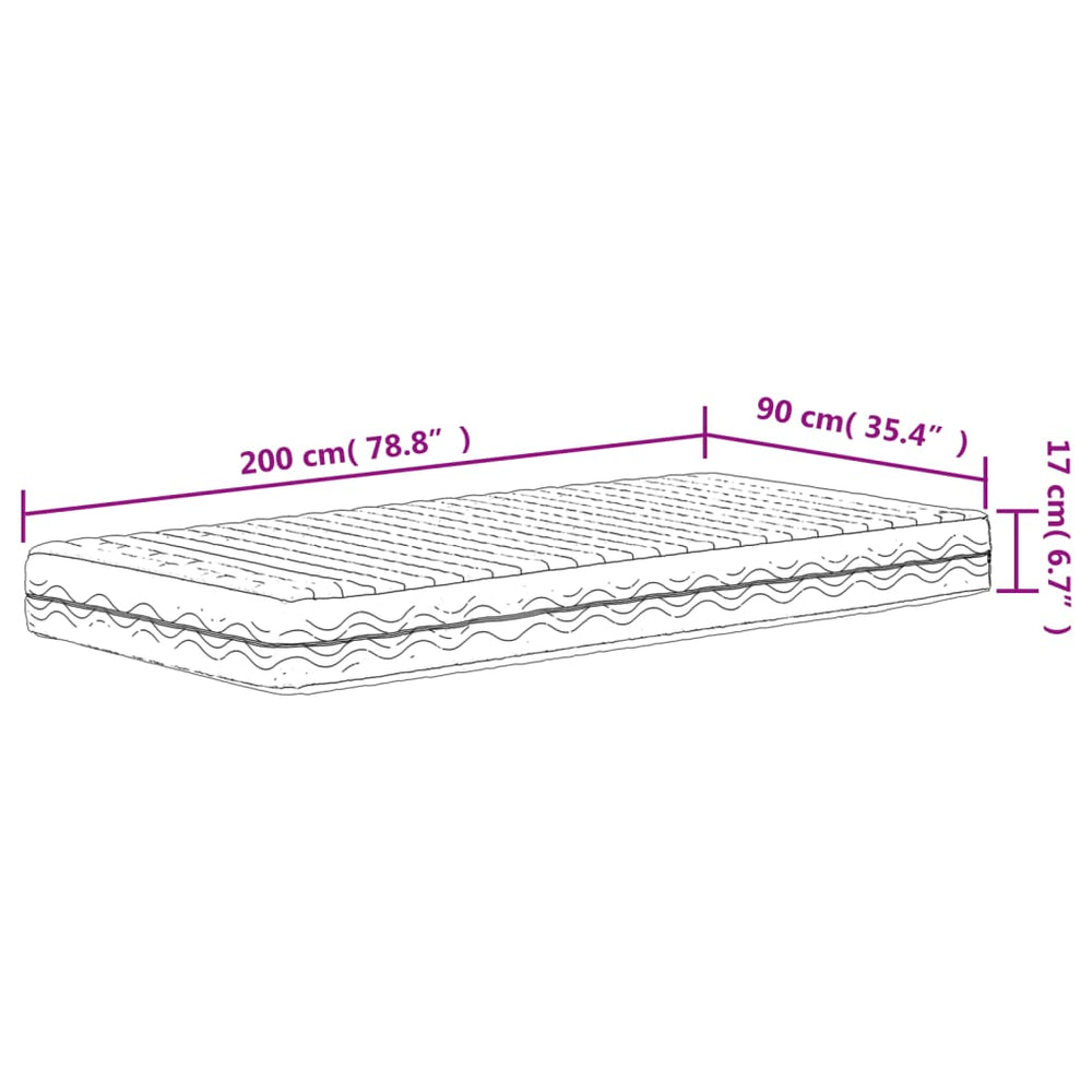 Schuimmatras hardheid H2 H3 90x200 cm wit MeubelReus