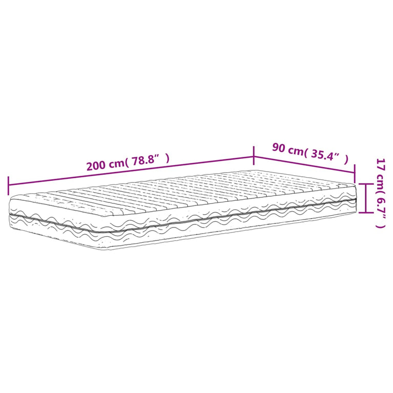 Schuimmatras hardheid H2 H3 90x200 cm wit MeubelReus