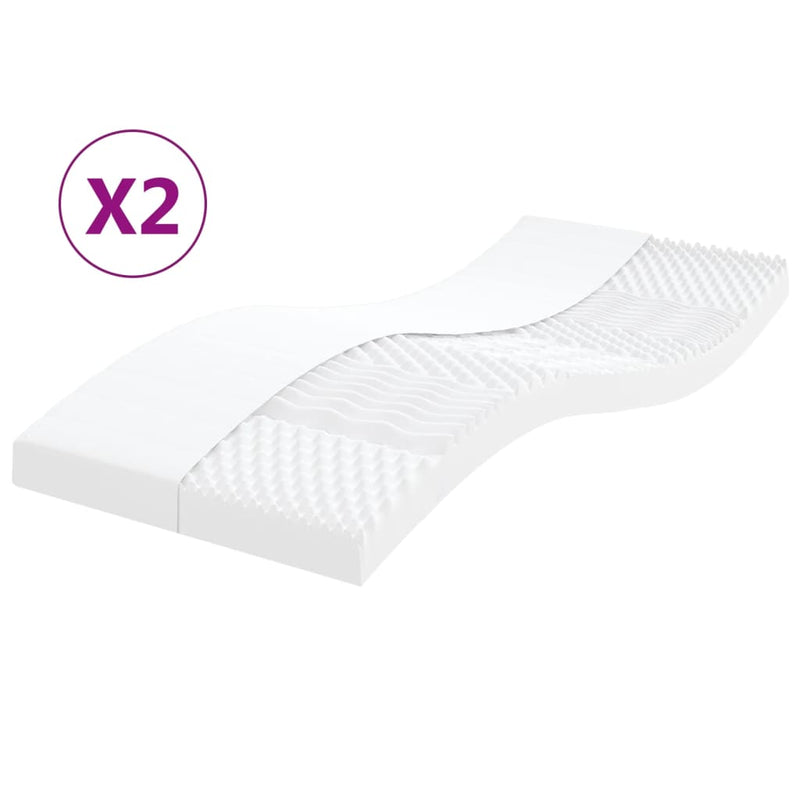 Schuimmatrassen 2 st 7 zones hardheid 20 ILD 100x200 cm wit MeubelReus