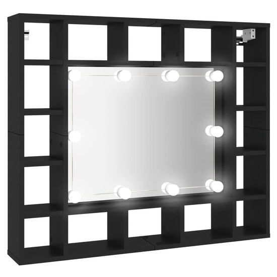 Spiegelkast met LED-verlichting 91x15x76,5 cm zwart MeubelReus