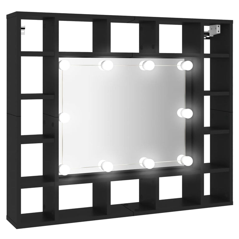 Spiegelkast met LED-verlichting 91x15x76,5 cm zwart MeubelReus