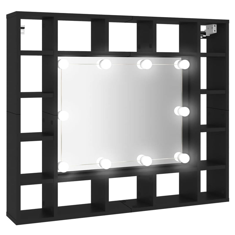 Spiegelkast met LED-verlichting 91x15x76,5 cm zwart MeubelReus