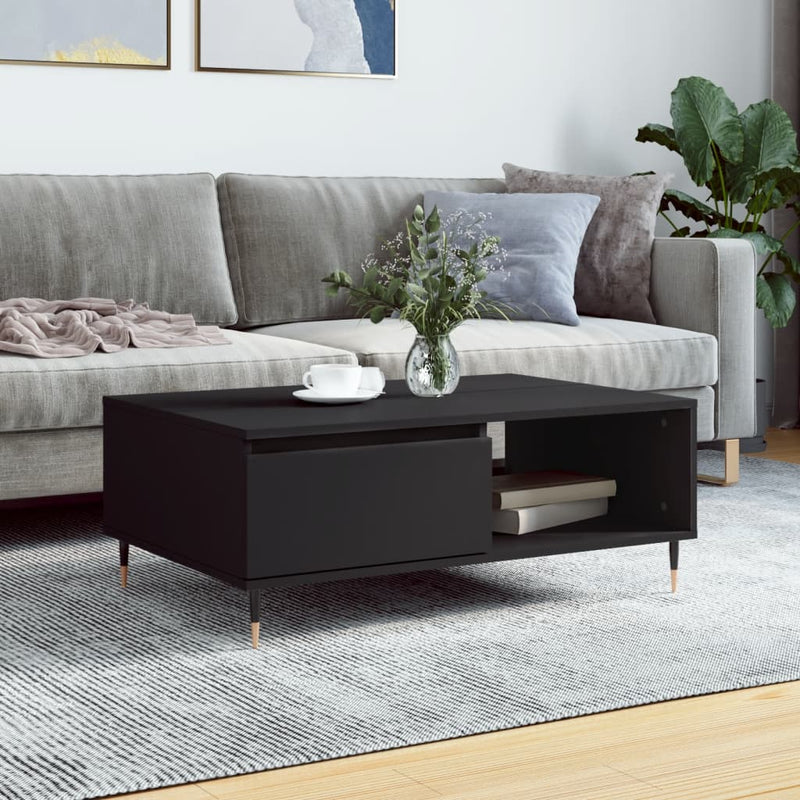 Salontafel 90x60x35 cm bewerkt hout zwart MeubelReus