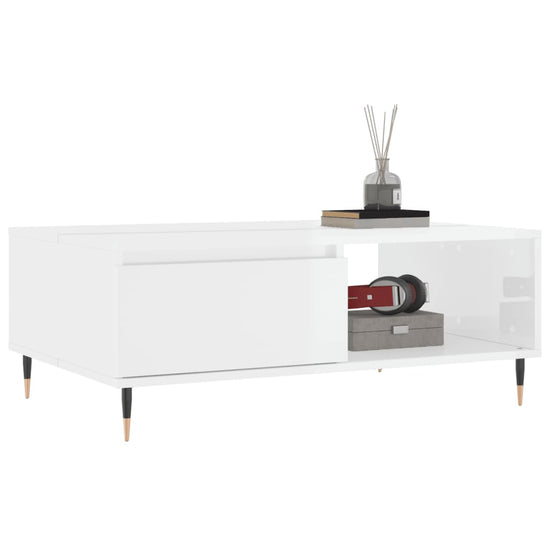 Salontafel 90x60x35 cm bewerkt hout hoogglans wit MeubelReus