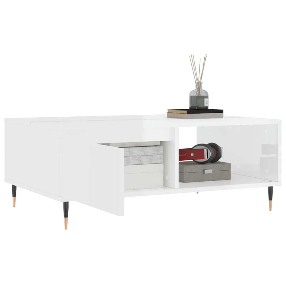 Salontafel 90x60x35 cm bewerkt hout hoogglans wit MeubelReus