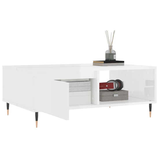 Salontafel 90x60x35 cm bewerkt hout hoogglans wit MeubelReus