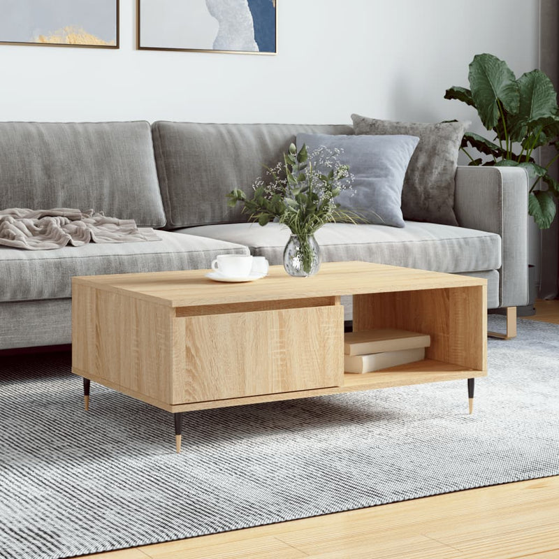 Salontafel 90x60x35 cm bewerkt hout sonoma eikenkleurig MeubelReus