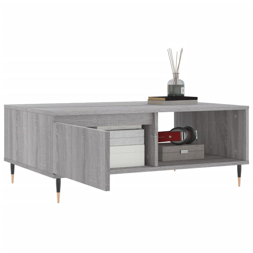 Salontafel 90x60x35 cm bewerkt hout grijs sonoma eikenkleurig MeubelReus