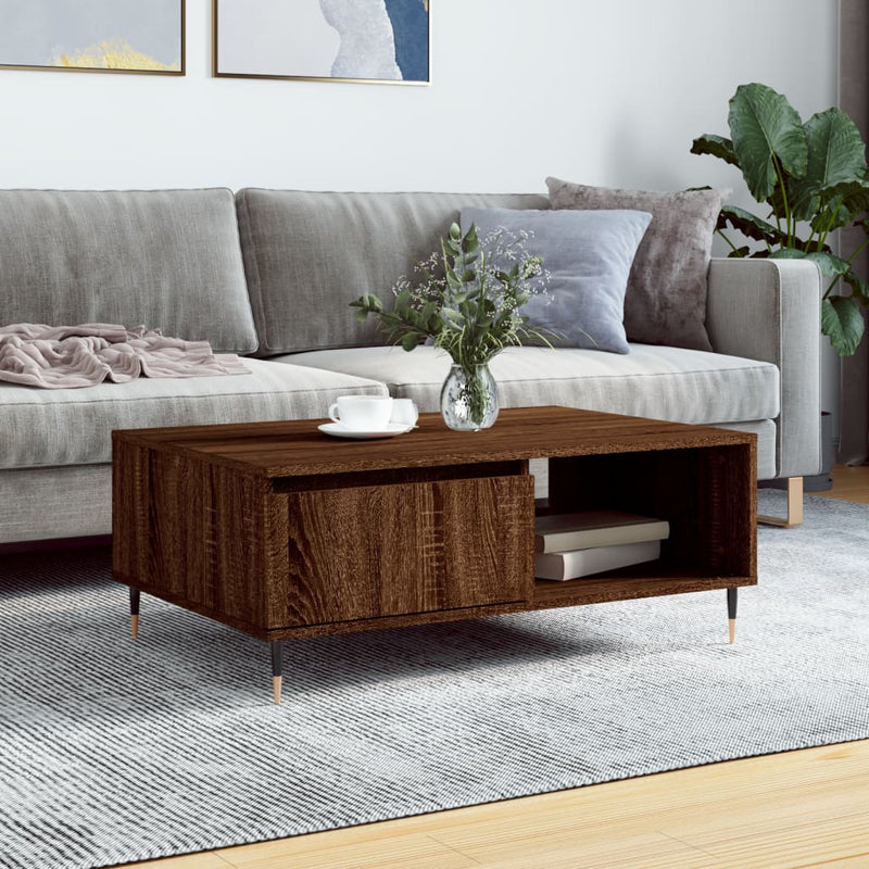 Salontafel 90x60x35 cm bewerkt hout bruin eikenkleur MeubelReus