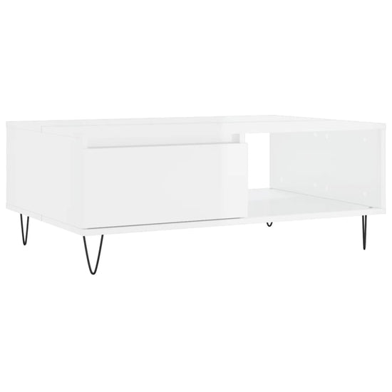 Salontafel 90x60x35 cm bewerkt hout hoogglans wit MeubelReus