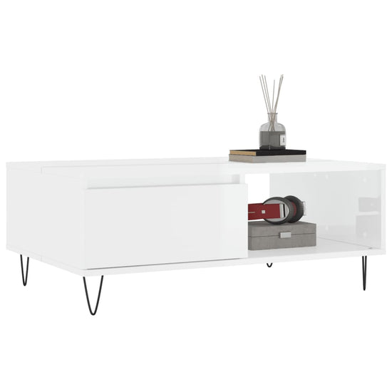 Salontafel 90x60x35 cm bewerkt hout hoogglans wit MeubelReus