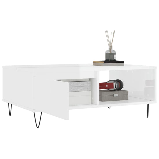 Salontafel 90x60x35 cm bewerkt hout hoogglans wit MeubelReus