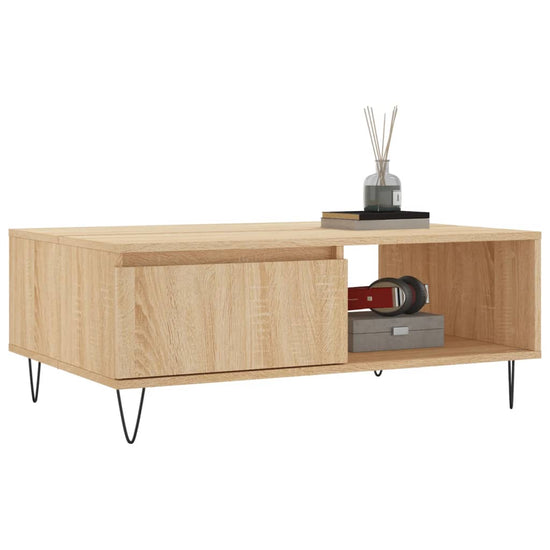 Salontafel 90x60x35 cm bewerkt hout sonoma eikenkleurig MeubelReus