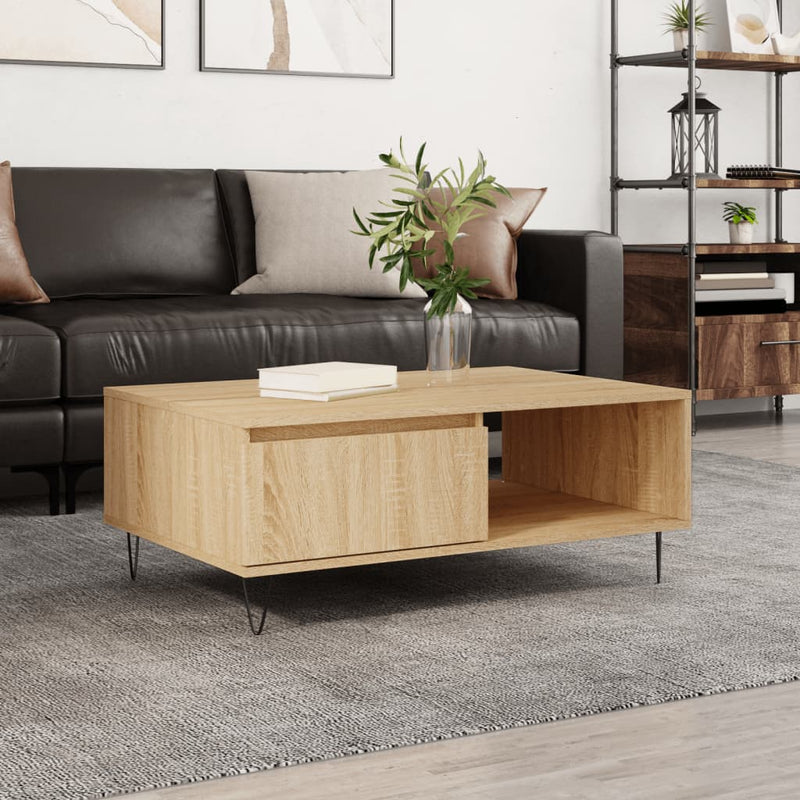 Salontafel 90x60x35 cm bewerkt hout sonoma eikenkleurig MeubelReus