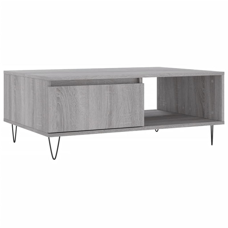 Salontafel 90x60x35 cm bewerkt hout grijs sonoma eikenkleurig MeubelReus