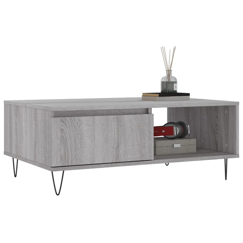 Salontafel 90x60x35 cm bewerkt hout grijs sonoma eikenkleurig MeubelReus