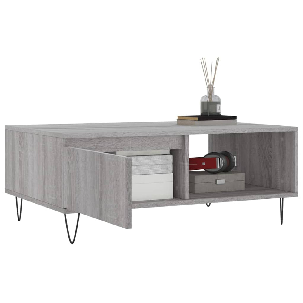 Salontafel 90x60x35 cm bewerkt hout grijs sonoma eikenkleurig MeubelReus