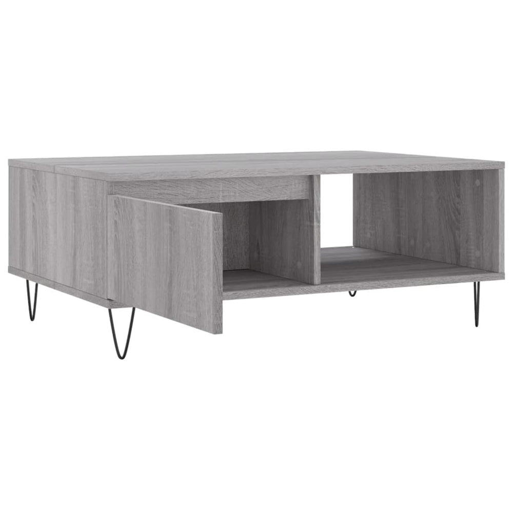 Salontafel 90x60x35 cm bewerkt hout grijs sonoma eikenkleurig MeubelReus