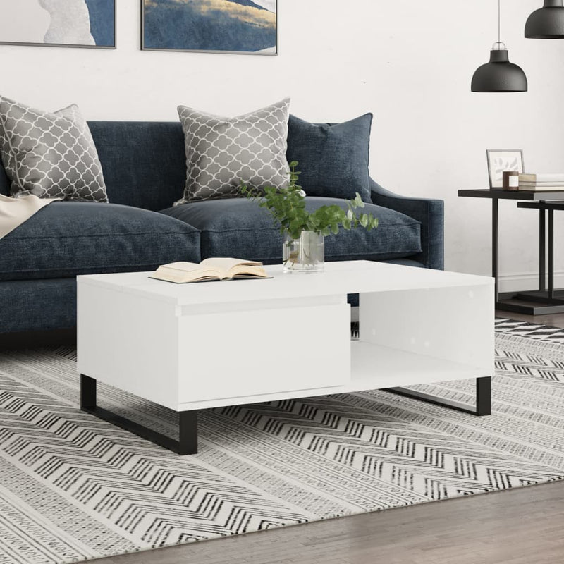 Salontafel 90x60x35 cm bewerkt hout wit MeubelReus