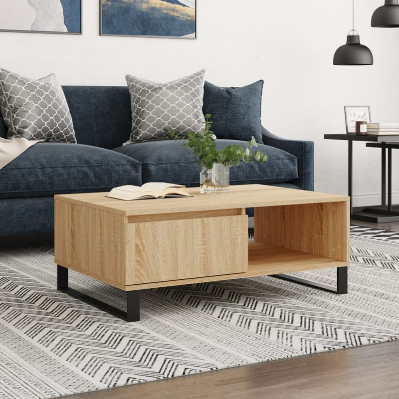 Salontafel 90x60x35 cm bewerkt hout sonoma eikenkleurig MeubelReus