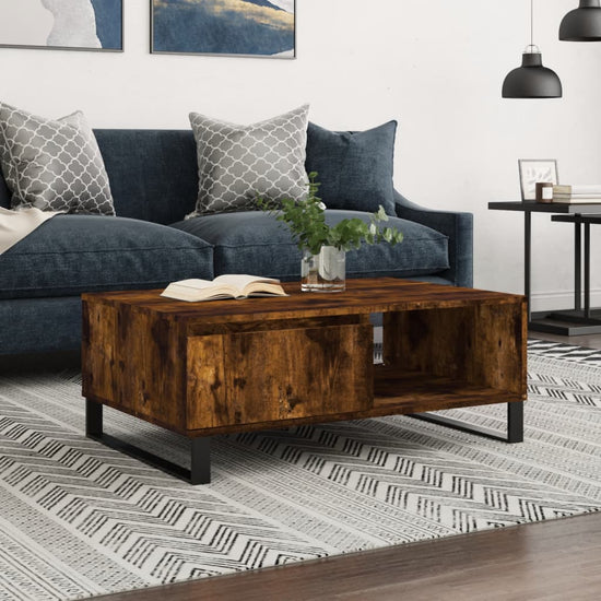 Salontafel 90x60x35 cm bewerkt hout gerookt eikenkleurig MeubelReus