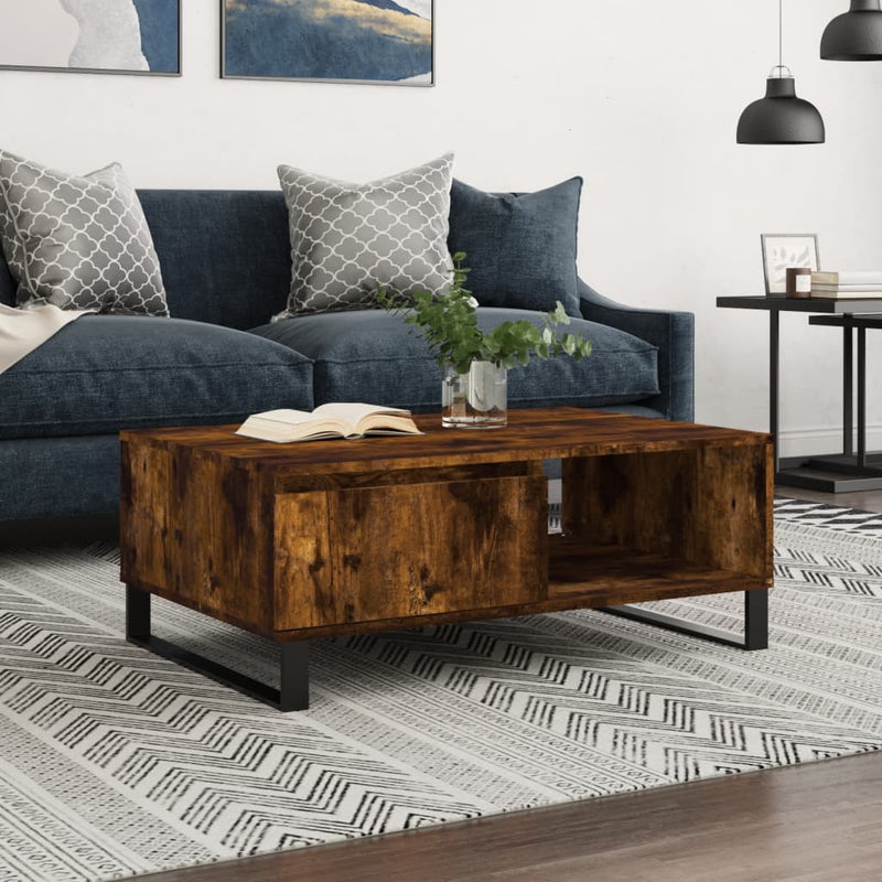 Salontafel 90x60x35 cm bewerkt hout gerookt eikenkleurig MeubelReus