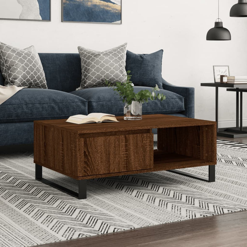 Salontafel 90x60x35 cm bewerkt hout bruin eikenkleur MeubelReus