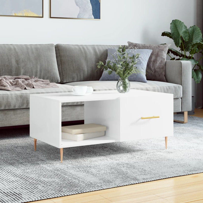 Salontafel 90x50x40 cm bewerkt hout hoogglans wit MeubelReus