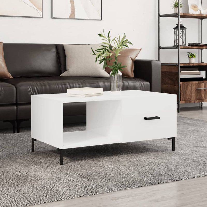 Salontafel 90x50x40 cm bewerkt hout hoogglans wit MeubelReus