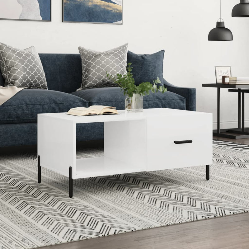 Salontafel 90x50x40 cm bewerkt hout hoogglans wit MeubelReus