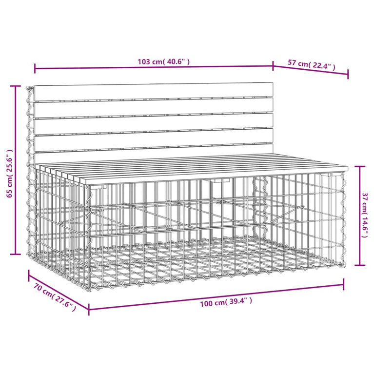 Tuinbank schanskorfontwerp 103x70x65 cm massief douglashout MeubelReus